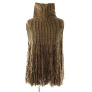 RIBBED TURTLENECK SWEATER CAPE ニット ベスト ウール ブラウン /CX