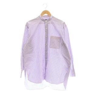 120/2 POPLIN トーマスメイソン ストライプオーバーシャツ ブラウス F ブルー ピンク ホワイト
