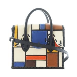 ミニカラーブロックマエストラ 2WAYバッグ ハンド ショルダー マルチカラー アイボリー 黒 ブラック