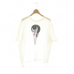 スカルアイスクリームTシャツ カットソー L ホワイト ブラック レッド /DO OS