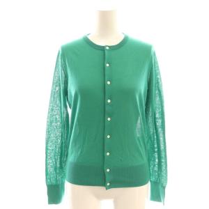 クレープコットン クルーネックカーディガン ニット S グリーン /DF OS