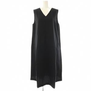 V NECK FLARED DRESS ワンピース ノースリーブ 36 ブラック /ES OS