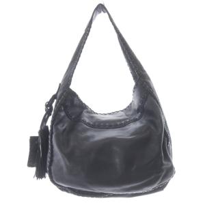 レザー 編み込み ワンショルダーバッグ ロゴ 黒 ブラック /SR