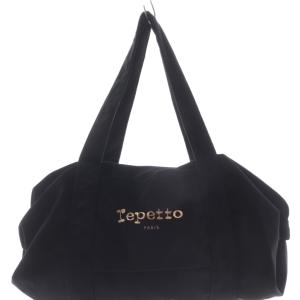 Repetto ベロア トートバッグ ハンドバッグ ロゴ 黒 ブラック /SR