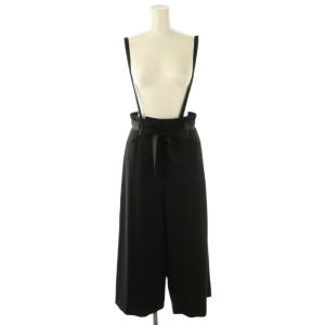 グログランベルト付きサスペンダーパンツ ワイドパンツ 36 ブラック /DF OS