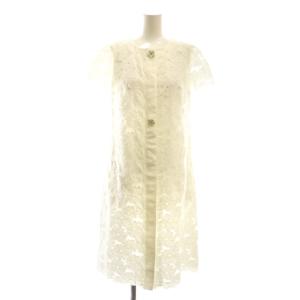 フラワーボタンフラワーレースワンピース ひざ丈 36 ホワイト /DF OS