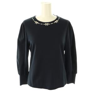 25年 プチリボン刺繍カットソー プルオーバー 38 ネイビー /DF OS