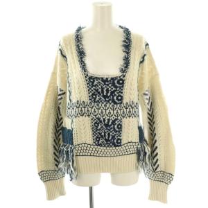 フリンジプルオーバーニットセーター 1 オフホワイト ネイビー MM18AW-KN081