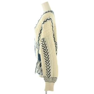 Mame Kurogouchi フリンジプルオーバーニットセーター 1 オフホワイト ネイビー MM18AW-KN081
