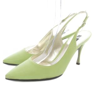 ポインテッドトゥ パンプス ピンヒール ストラップ 38.5 緑 グリーン /SR