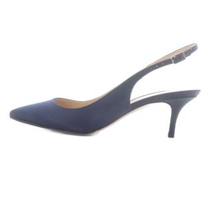 Gianvito Rossi サテン パンプス ポインテッドトゥ 38 紺 ネイビー /SR