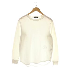 コットン天竺クルーネックロングスリーブ長袖カットソー Tシャツ ロンT 白 /NR OS