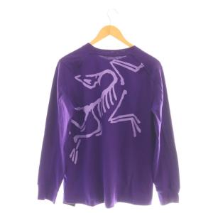 ロゴプリントカットソー Tシャツ 長袖 M パープル /DF OS