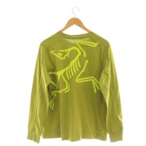 ロゴプリントカットソー Tシャツ 長袖 M イエローグリーン /DF OS