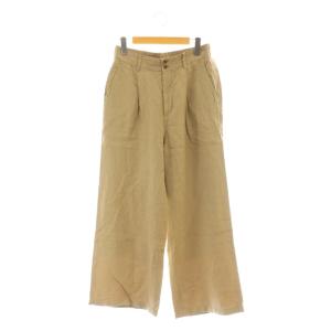 25SS リネン混イージースラックス ワイドパンツ 40 ベージュ /DF OS