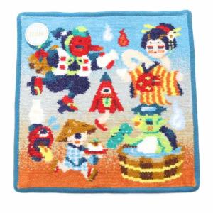 ラブラリーバイ ヨウカイオマツリサワギ ハンカチ 総柄 青 ブルー /SR