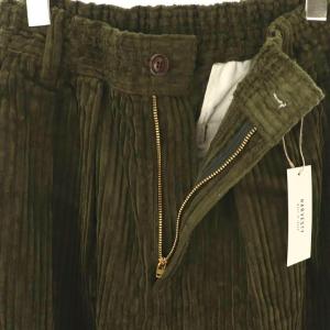 HARVESTY ビッグコーデュロイ ナロー シルエット サーカス パンツ ワイド ジッパーフライ コットン 2 カーキ