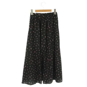 ROPE Picnic 25SS ドラえもんコレクション花柄スカート 38 ブラック マルチカラー /DO OS
