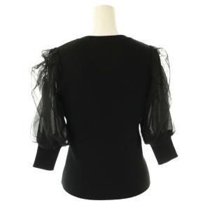 Rirandture 24SS チュールスリーブ リブニット セーター 七分袖 2 ブラック /ES OS