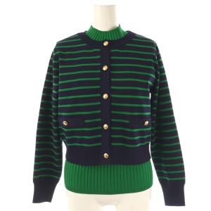 23SS  ボーダーカーデアンサンブル ニット カーディガン 長袖 カットソー ノースリーブ リブ 2