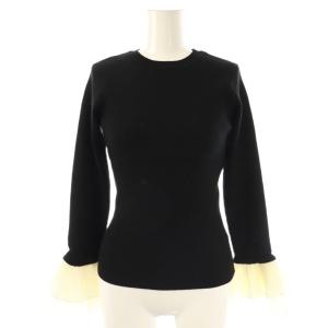 24AW プリーツフリルスリーブニット セーター 長袖 リブ 2 黒 /NR OS