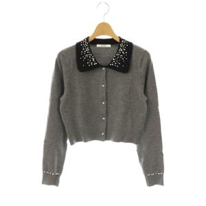 24AW ビジューカラーニットカーディガン F グレー ブラック /ES OS