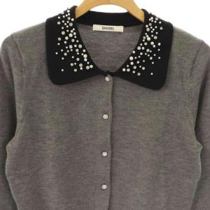SNIDEL 24AW ビジューカラーニットカーディガン F グレー ブラック /ES OS