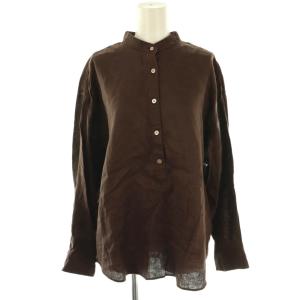 25SS フレンチリネンバンドカラーシャツ 長袖 ブラウン /DO OS