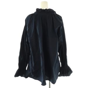 SLOBE IENA 24AW タイプライターフリルカラーブラウス 長袖 前開き 紺 /NR OS