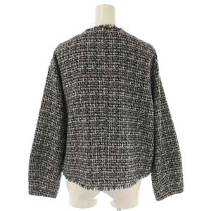 23区 vingt-trois 24SS ファンシーミックスツイードジャケット 総裏地 フリンジ 40 ブラック