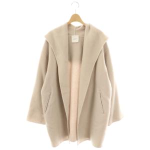 ダブルモッサリバーフーディ?コート ロング 38 ライトグレージュ /HK OS