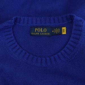 POLO RALPH LAUREN 23年製 コットン ロゴ刺繍 ニット セーター 長袖 ブルー /MY OS