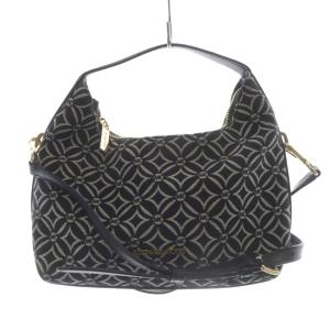 キャンバス 2way ショルダーバッグ ハンドバッグ 黒 ブラック グレー /SR