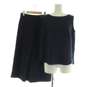 セットアップ上下 ノースリーブブラウス ラップデザインパンツ 40 38 ネイビー /MY OS