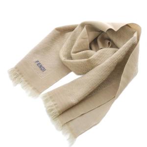 ズッカ柄 ウールストール フリンジ ベージュ /SR