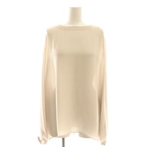 25AW ジョーゼットリブネックブラウス プルオーバー シアー シルク混 ベージュ /CX OS
