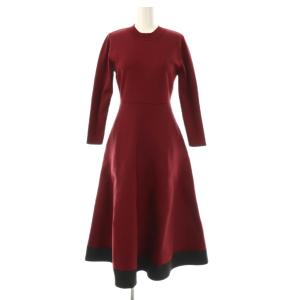 25SS ロングワンピース バイカラー 1 ボルドー 赤 ブラック 黒 /CX OS