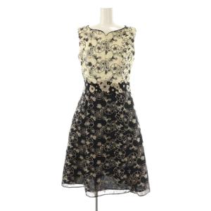 ROSE OF MUCHA OPTOIA ワンピース ノースリーブ 膝丈 刺繍 0 ベージュ 黒 /NR