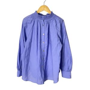 23AW ハイネックシャーリング2WAYブラウス シャツ 長袖 38 ブルー FY