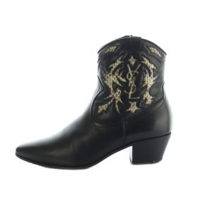 ウエスタンショートブーツ パイソン柄 36.5 ブラック 457766