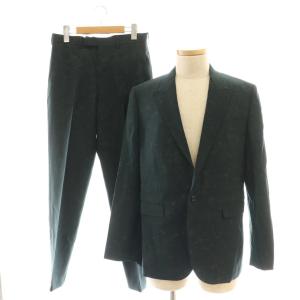 1B総柄ジャケットパンツスーツ セット ダークグリーン グレー