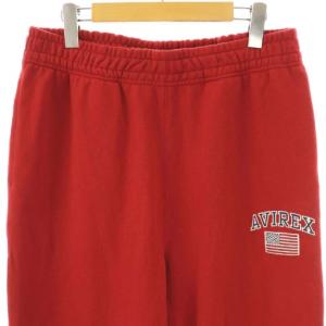 AVIREX アーチロゴ スウェットパンツ イージー L レッド /HK OS SH