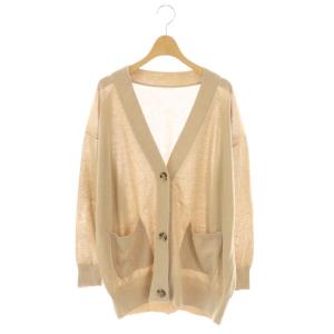 23SS Oversize カーディガン ニット 長袖 Vネック ベージュ /NR OS