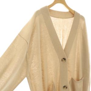 L'Appartement 23SS Oversize カーディガン ニット 長袖 Vネック ベージュ /NR OS