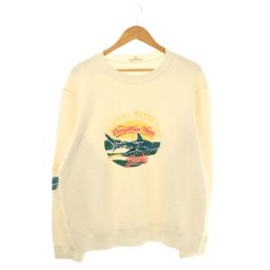 サメモチーフプルオーバースウェットトップス 長袖 48 オフホワイト マルチカラー /DO OS SH