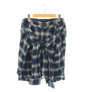 シャツラップデザインショートパンツ ジッパーフライ 44 青 ライトベージュ /NR OS SH