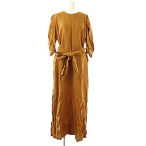 linen short sleeve maxi dress  ドレス ワンピース ロング 1 キャメル