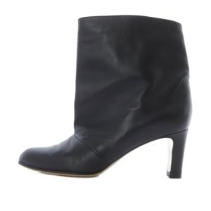 レザーショートブーツ ハイヒール 37 黒 ブラック /SR