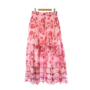 ラブークル LABOUCLE 25SS ボタニカルプリントスカート ロング ピンク マルチカラー /DO