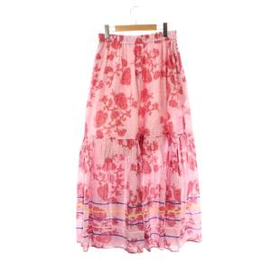 IENA ラブークル LABOUCLE 25SS ボタニカルプリントスカート ロング ピンク マルチカラー /DO